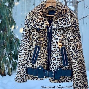 BLANKNYC faux Leopard Jacket /faux leather trim